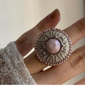 Elegant Pink and Silver Statement Ring